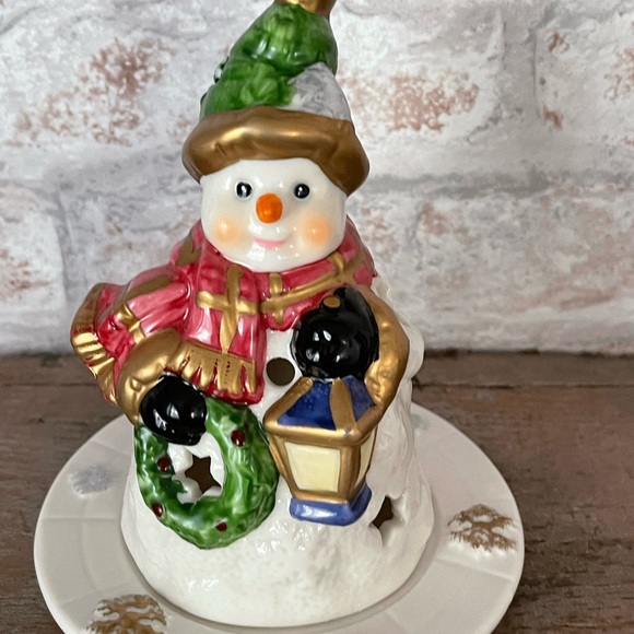 Coynes, 2002, Cute Porcelain Snowman Tea Lite Shield & Candle Tray. - Picture 8 of 11